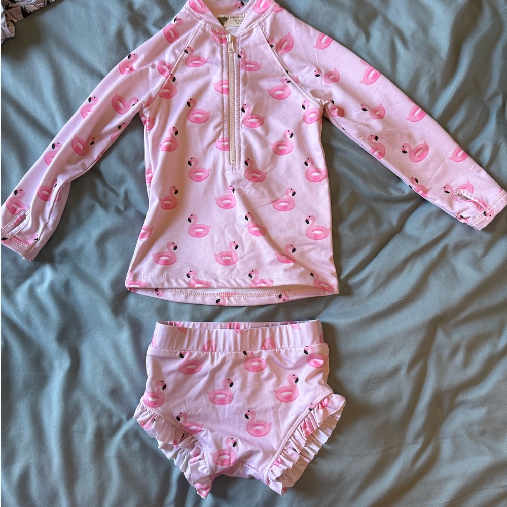 Kids Pink Flamingo Swim Bikini Set